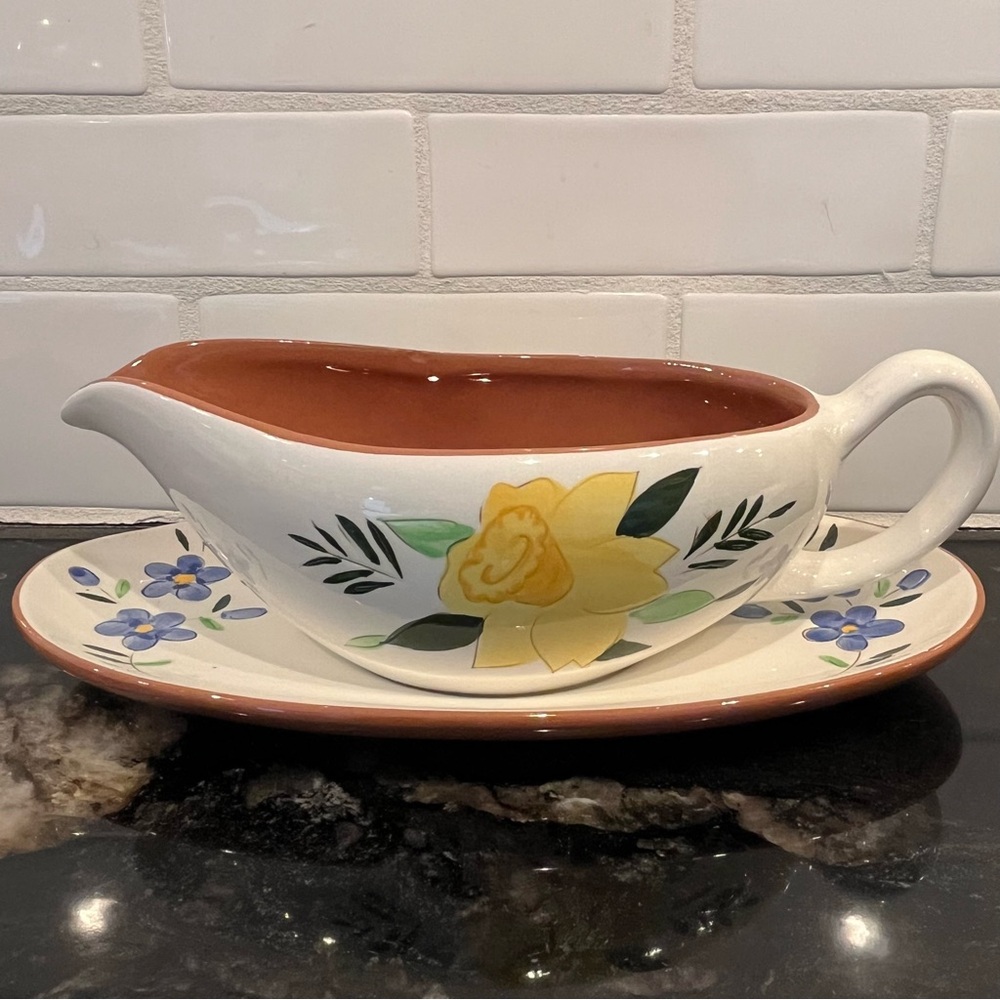Stangl Country Garden Gravy Boat and Plate Vintage